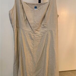 Linen Beige Sleeveless Dress